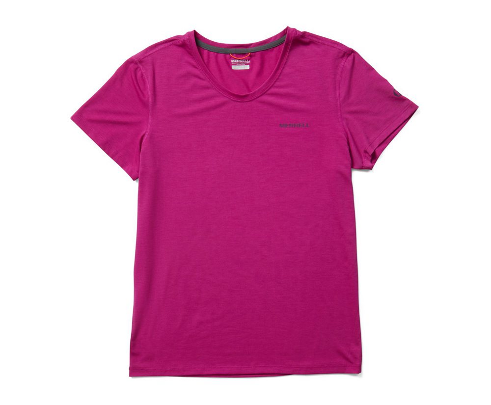 Merrell Short Sleeve Pink - Tencel™ Tee - Womens 59LEPDUOT